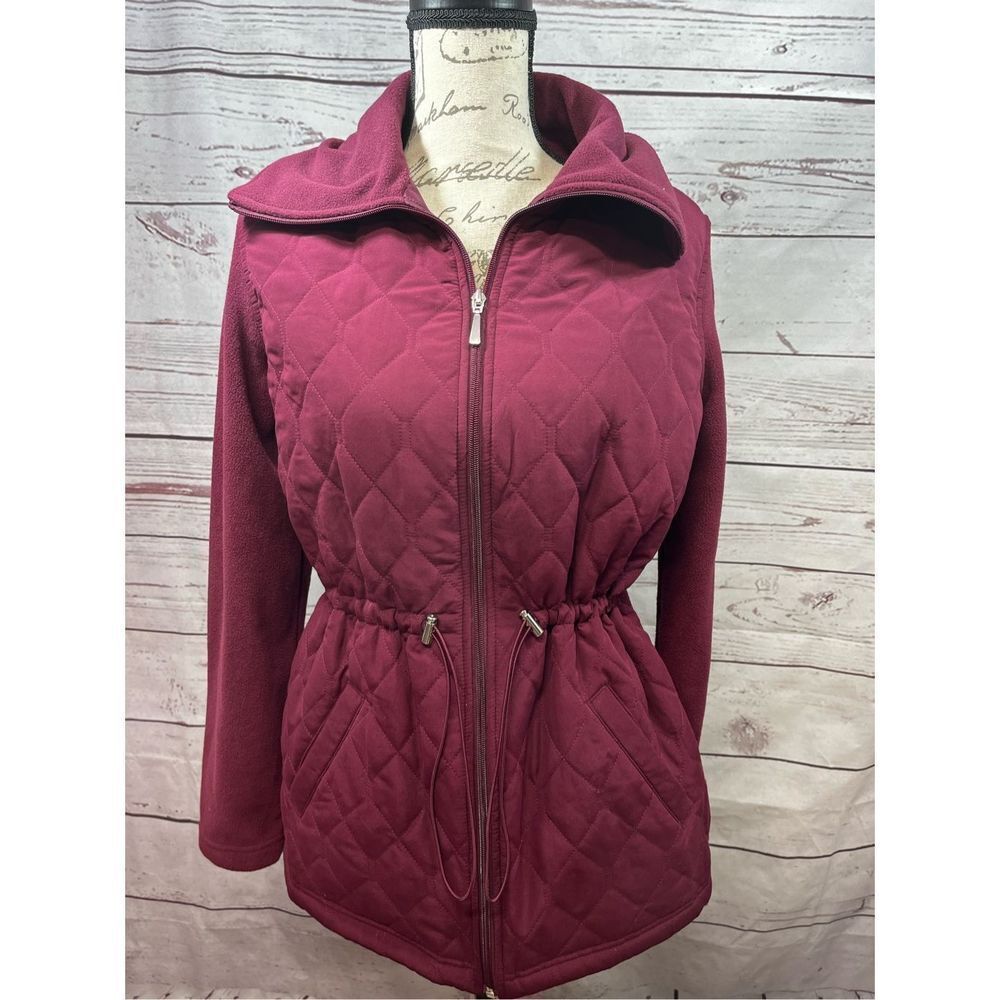 Karen Scott medium fleece zip up with slimming waist ties. Full zip‎ (#1889)
